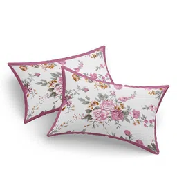 UNIQCHOICE Pink & White Printed Cotton 180 TC King Bedsheet with 2 Pillow Covers image 2