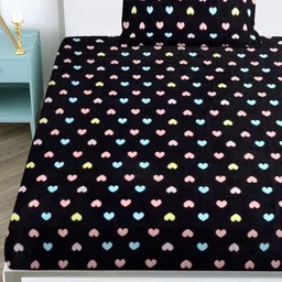 FABINALIV Black & Blue 300 TC Single Bedsheet with 1 Pillow Covers image 4