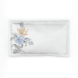 DDecor Blue & White Floral 144 TC Single Bedsheet with 1 Pillow Covers image 2