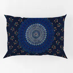 UNIQCHOICE Blue & Red Ethnic Motifs Cotton 144 TC King Bedsheet With 2 Pillow Covers image 5