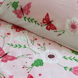 Silverlinen Pink 250 TC Cotton Floral Single Bedsheet with Pillow Cover-image-0