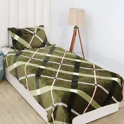 RD TREND Blue & White Abstract 210 TC Single Bedsheet with 1 Pillow Cover image 1