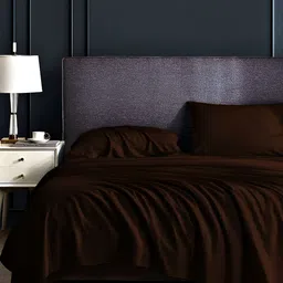 Bevi Coffee Brown Microfiber 180 TC Single Bedsheet With 1 Pillow Cover-picture-14