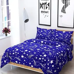 Supreme Home Collective Blue 144 TC Queen Bedsheet with 2 Pillow Covers-image-74