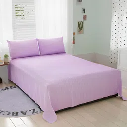 Bromwick Purple Striped Cotton 210 TC Queen Bedsheet With 2 Pillow Covers-image-9