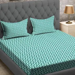 RRC Green Geometric 144 TC Queen Bedsheet with 2 Pillow Covers-picture-29