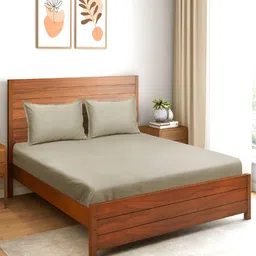 Saral Home Beige 210 TC Pure Cotton Queen Bedsheet with 2 Pillow Covers image 1