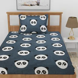 MORADO Black & White Graphic 210 TC Single Bedsheet with 1 Pillow Covers image 4