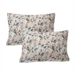 INDHOME LIFE Grey & Green Floral 210 TC King Bedsheet with 2 Pillow Covers image 2