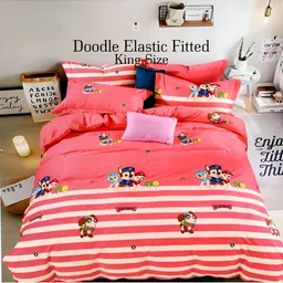 Laying Style Maroon Graphic Printed 350 TC Queen Bedsheet Set image 2