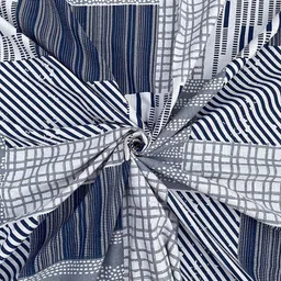 MORADO Blue & Off White 210 TC Queen Fitted Bedsheet with 2 Pillow Covers image 2