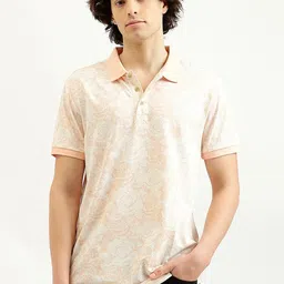 United Colors of Benetton Men Floral Polo Collar Pure Cotton Raw Edge T-shirt-picture-27