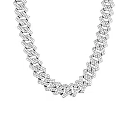 style kraft-jewellery STYLE KRAFT Mc Stan Chain For Boys Mens Cuban Link Chain for Women Girls Necklace Cubic Zirconia American Diamond Hip hop Stylish Rapper Chain Ice Rhinestone Chain 20 Inch image 1