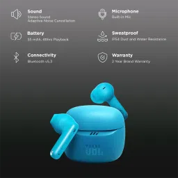 JBL Tune Flex 2 JBLTFLEX2TQE TWS Earbuds with Adaptive Noise Cancellation(IP54 Dust and Water Resistant, Ambient Aware, Turquoise) image 2