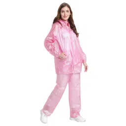 krystle Waterproof Rain Coat for Women With Pants - Polyester Rainwear for Men and Women (Universal, Pink) image 1