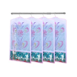 Kuber Industries Pink 12 Pieces Printed Fabric Hanging Saree Cover Organizers image 2