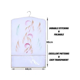 Kuber Industries Gold Toned & Transparent 12 Pieces Printed Hanging Saree Cover Organizers image 3