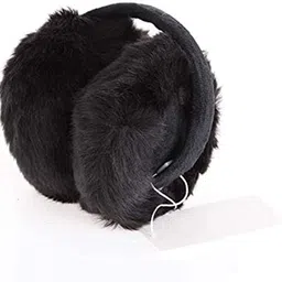 capichino Women's and Girl's Faux Fur Winter Outdoor Accessory Foldable Ear Muffs (special for winter) (Black) image 3