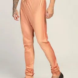 kisah Men's Churidar, Coral Solid Cotton Blend image 3