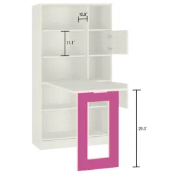 adona Aura Kids Folding Study Desk cum Large Bookshelf in Barbie Pink Colour image 6