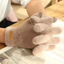 topibaaz Women Winter Gloves Soft Fur Angora Rabbit Wool Casual Running windproof Hand Gloves with Touchscreen fingers image 3