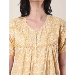 Secret Wish Yellow Floral Pure Cotton Nighty image 2