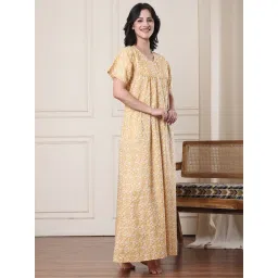 Secret Wish Yellow Floral Pure Cotton Nighty image 3
