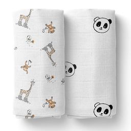 Moms Home Kids Pack Of 2 White Organic Cotton Soft Baby Muslin Swaddle-picture-35