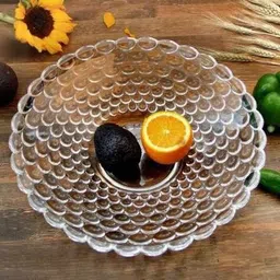 gtr Glass Dessert Bowl Glass Decorative Bowl (Clear, Pack of 1) Crystal Diamond Cut Straight Imported Decorative Serving Transparent Dry Fruit Bowl 1 Pcs Glass Salad Bowl (Clear, Pack of 1) Collection Elegant Glass Fruit Bowl Glass Decorative Bowl (Clear, Pack of 1) image 1