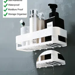 vrdh Self Adhesive Wall Hanging BATHROOM floating Shelf (pack of 2) 1.104 Plastic Wall Shelf image 3