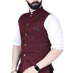 aggarments Men Self Design Nehru Jacket image 3