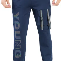 Men Printed Blue Track Pants-image-8