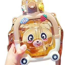 kettoby Mirror Water Bottle, Cartoon Water Bottle Bear Shaped Water Bottle Straw & Strap 1000 ml Water Bottle-picture-27