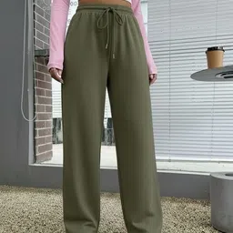 dockstreet Women Solid Olive Track Pants-picture-13