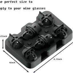 Alexvyan 3D 6 Mold Skull Silicone Flexible Ice Maker for Whisky Chocolate Black Silicone Ice Cube Tray image 2