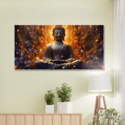 nestroots Canvas Framed Buddha Enveloped in Flames and Smoke Wall Painting-picture-16