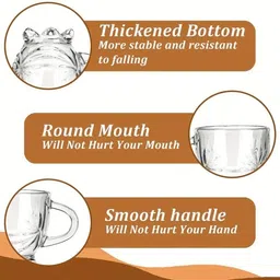 glassbunny Pack of 6 Glass Footed Tea Mug with Handle Transparent Drinking Cup for Milk, Cappuccino, Coffee image 4