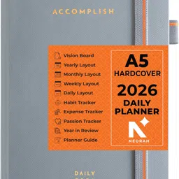 neorah A5| ACCOMPLISH DAILY DATED Planner| HARDCOVER| Yearly/Monthly/Daily Dayout A5 Planner Checked 512 Pages-picture-12