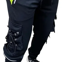 Men Self Design Black Track Pants-image-43