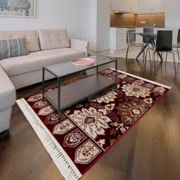 sapana carpet-mats Burgundy & Cream Traditional Polyester 4 x 6 Feet Machine Made Carpet-picture-36