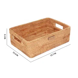 habereindia Beige Natural Fibre Large Storage Basket image 2