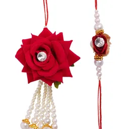 TIED RIBBONS Multicoloured Bhaiya Bhabi Lumba Rakhis with Roli Chawal Gift Pack image 2