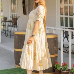 fabfinds Women A-line Multicolor Midi/Calf Length Dress image 3