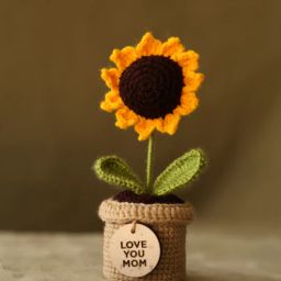 Yellow Sunflower 7 Inches Crochet Bouquet for Mom-image-5