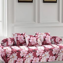 Arrabi Pink 6 Pieces Floral Printed Diwan Set-picture-32