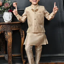 ahhaaaa Boys 3-Piece Self-Design Indo-Western Sherwani Set-picture-15