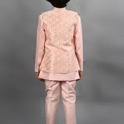 ahhaaaa Self-Design Mandarin Collar Sherwani Set image 2