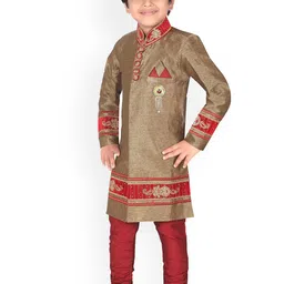 BAESD Boys Embroidered Silk Sherwani Set image 3