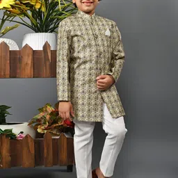 ahhaaaa Boys Printed Indo-Western Sherwani Set image 4