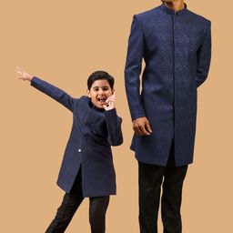 VASTRAMAY Glitter Printed Slim-Fit Sherwani Set-picture-1